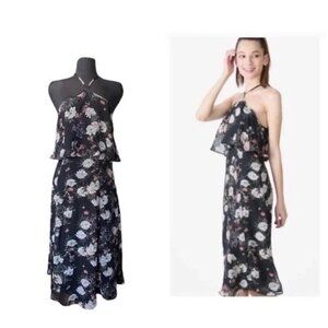 KIMCHI BLUE -  floral print black midi dress Sz 8 NWT